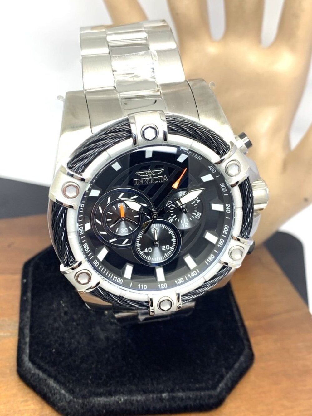 Invicta Mens Watch 25512 Bolt Quartz Chronograph Black Dial Stainless Steel 52mm